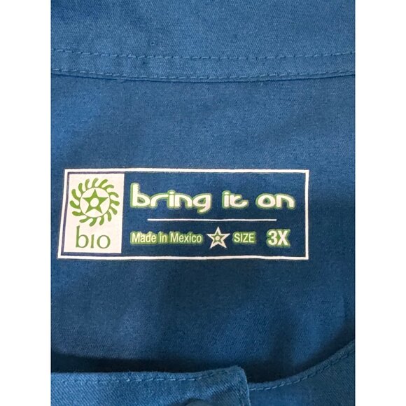 Bring It On Womens Teal Blue Button-Front Jacket 3X Cotton Blend Made In Mexico - Picture 2 of 10